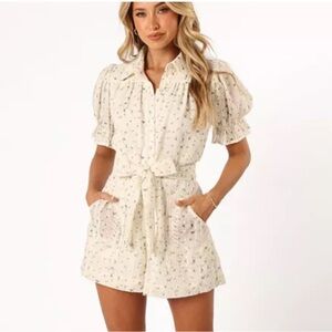 Petal & Pup Cream Floral Tie Romper